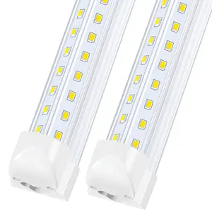 10-Pack 8ft LED Shop Light Fixtures, 90W 10000 Lumens 5000K Daylight White, Clear Cover V-Shape T8 Integrated 8ft LED Tube Lights for Garage, Warehouse