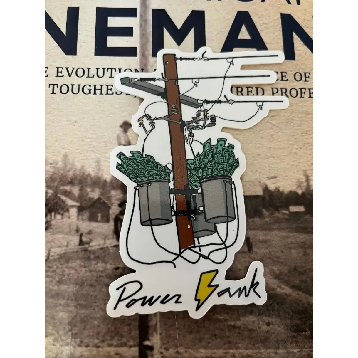 Lineman Power Bank Stickers, Electrician, Construction Skeleton Decal, Hard Hat Sticker - Cars, Trucks, Laptops, Coolers, Toolboxes, Windows & More Waterproof Vinyl Sticker - StickerLover Shop