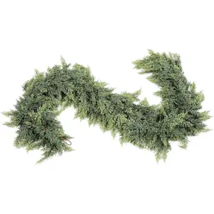 6ft Real  Cedar Garland Artificial Realistic Christmas Greenery Pine Garland with 150 Cedar Branches for Mantle, Fireplace, Table, Stairs, Doorframe, Window, Outdoor Indoor Xmas Decor