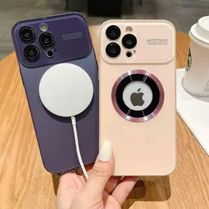 Luxury Large Window Cutout Magnetic Case for iPhone 12 13 14 15 16 17 Pro Max Shockproof Protective Cover with Easy Camera Access and Magnetic Ring Magsafe Competible Protection Smartphone