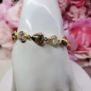 Pulcera De Corazon Con Zirconia Tranparente