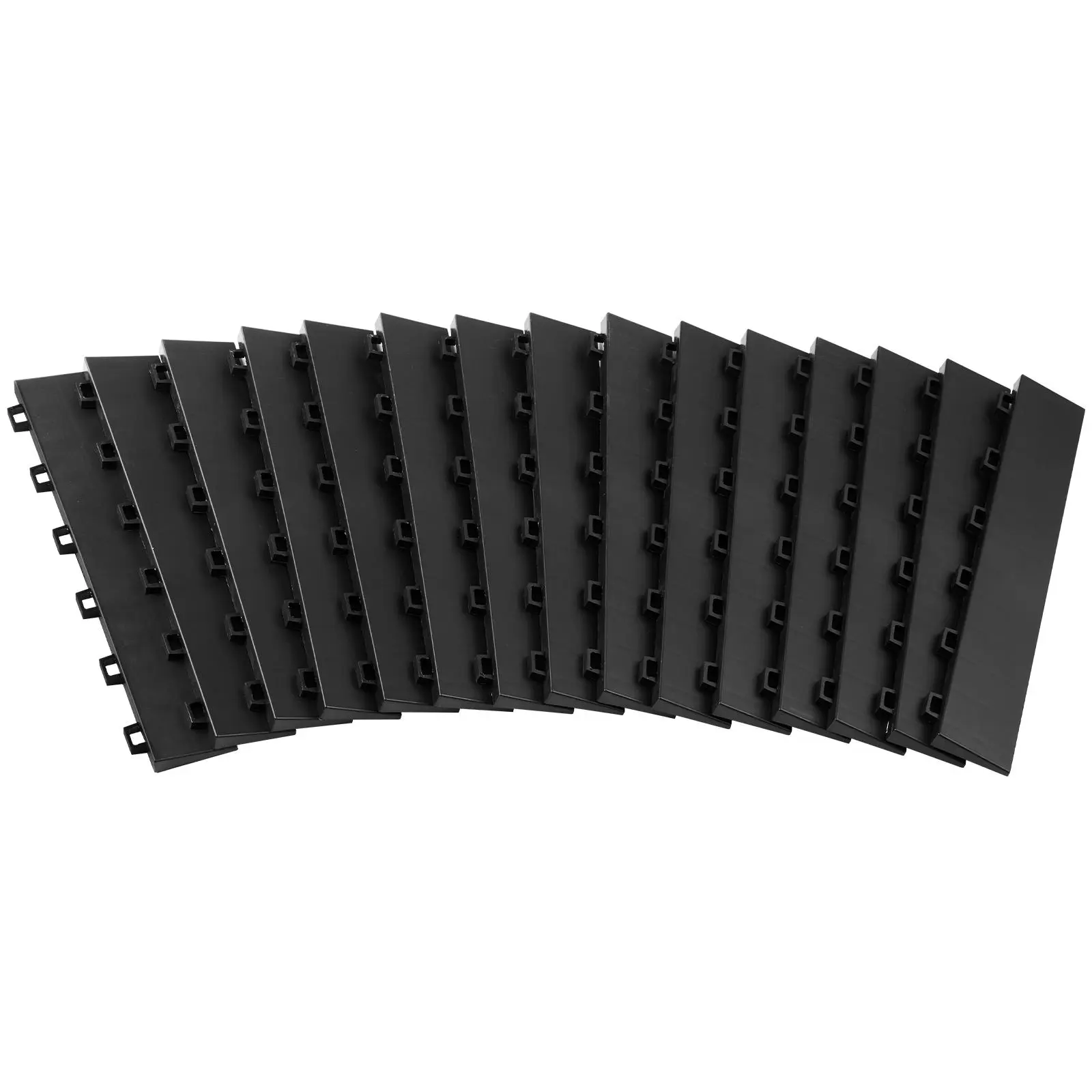 VEVOR Female Garage Floor Transition Edge Kit, 15 PCS Durable PP Plastic Mat Guard, 12.1mm Thick Interlocking Modular Design, Tear & Slide Resistant, Easy Install, Prevents Dust, Reduces Separation, For 6-Lock Flooring, Commercial Aisles