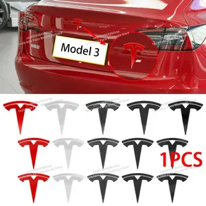 1PCS ABS 3D Car Front Grille Rear Trunk Badge Sticker Auto Accessories For Tesla Model 3 Model Y