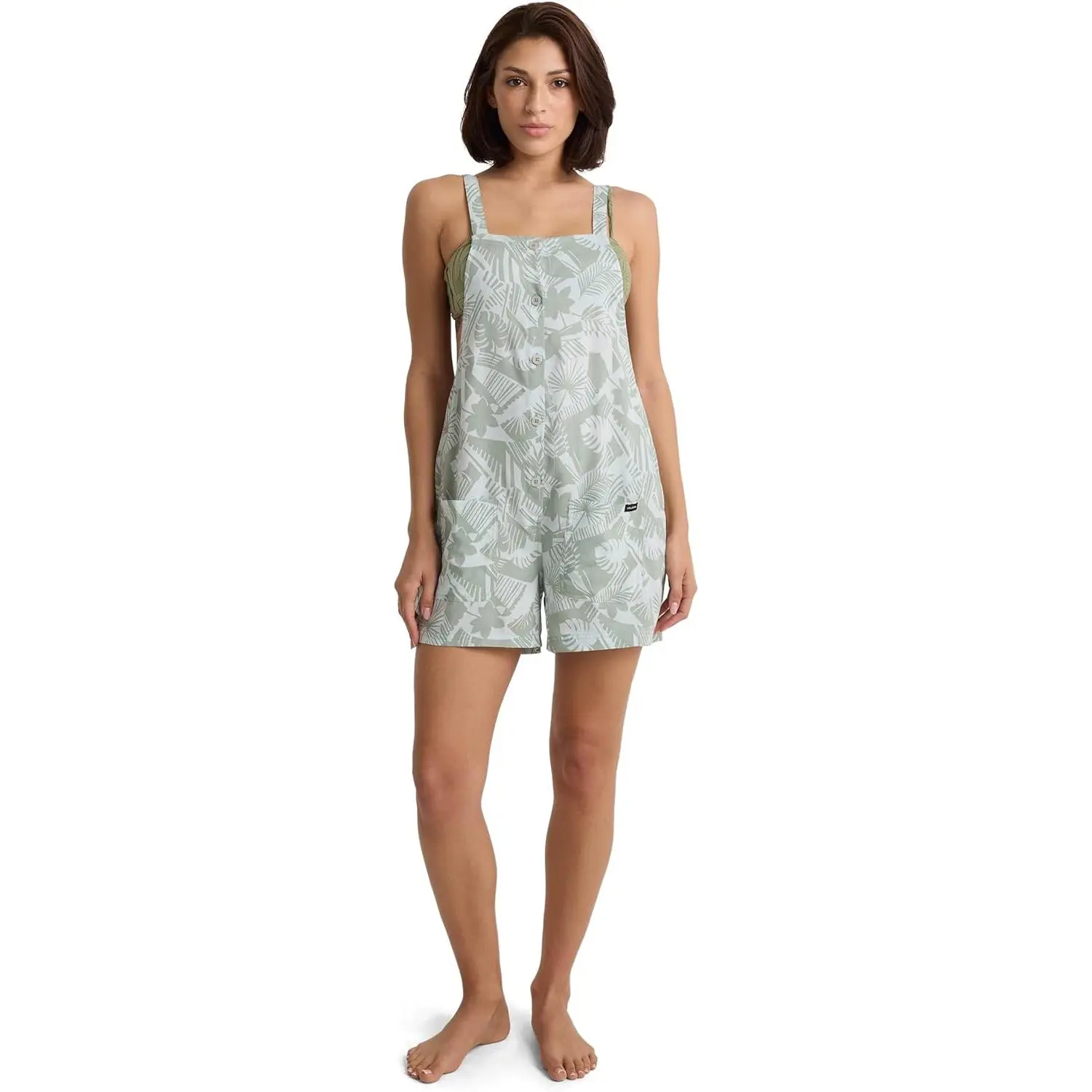Volcom Women's Litehearted Printed Romper - Lightweight Viscose Short Overalls with Front Buttons, Beach & Everyday Style, Flattering Fit, Soft