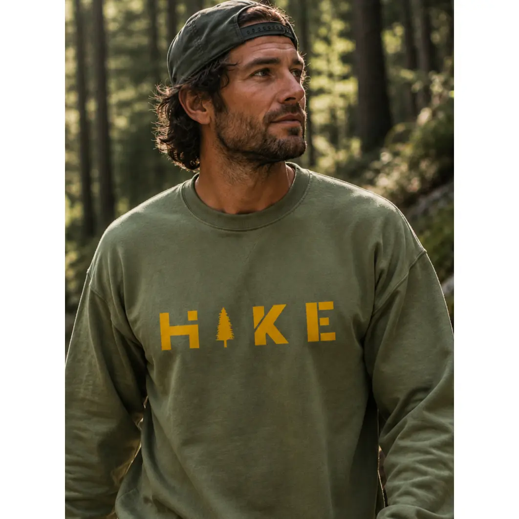 HIKE Sweatshirt — Unisex Hiking Graphic Crewneck Sweatshirt | LowCool Brands