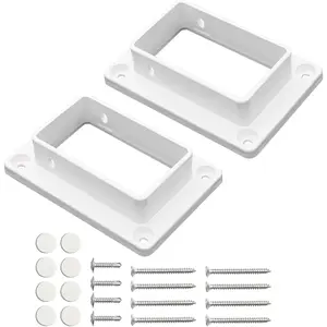 2" x 3.5" White Vinyl Fence Brackets Slotted Handrail Bracket Kit with Screws for Decking Railing Mount to Wall or Vertical Flat Surface Pack of 2