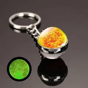 Glow In The Dark Solar System Planet Keychain Earth Saturn Moon Sun Luminous Galaxy Keyring-Saturn
