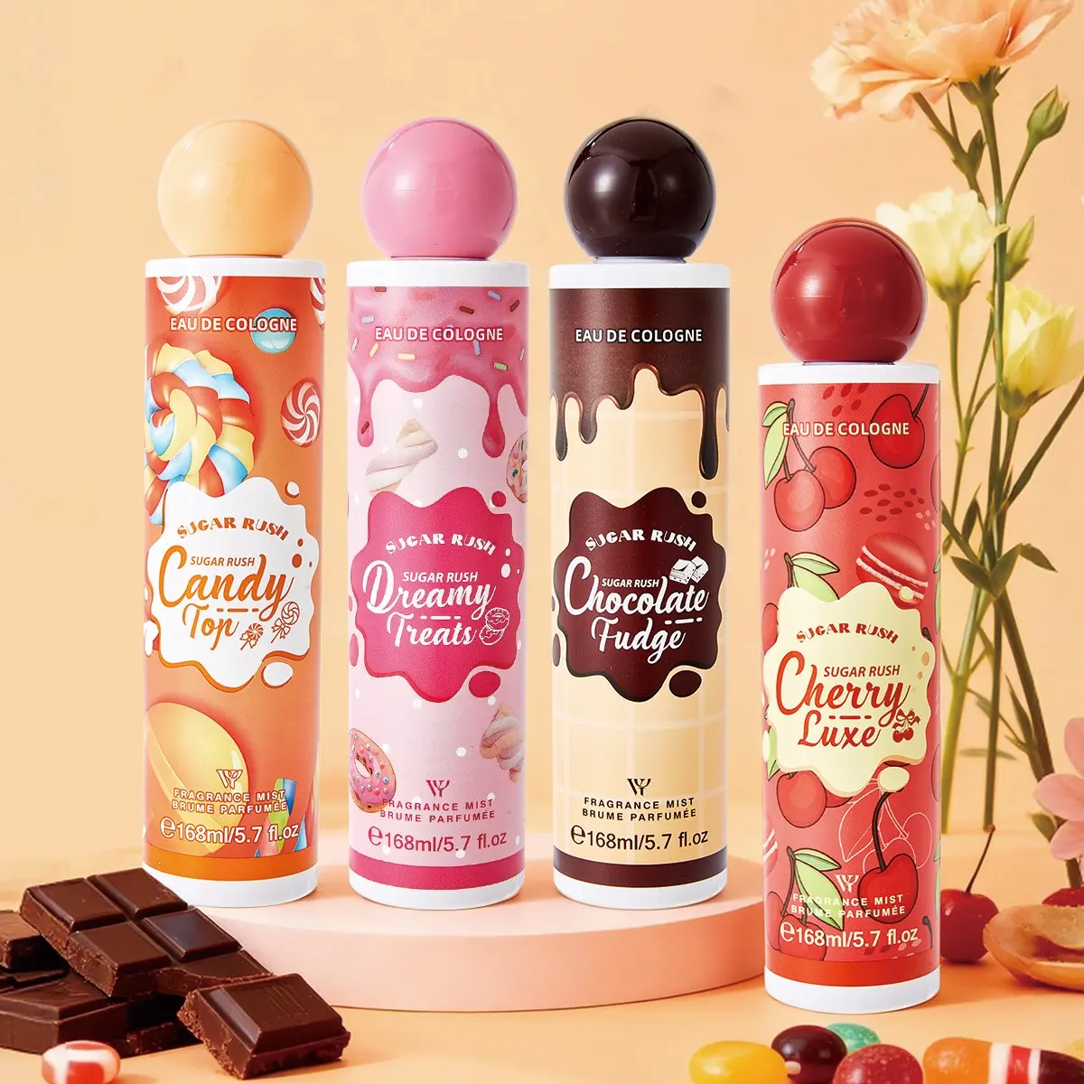 Women's Perfume with Cotton Candy Scent, 168ML Gourmet Fragrance, Cookies & Cherry Flavor, Long-Lasting Spray Type, Enhances Temperament, Sugar Rush Chocolate Fudge