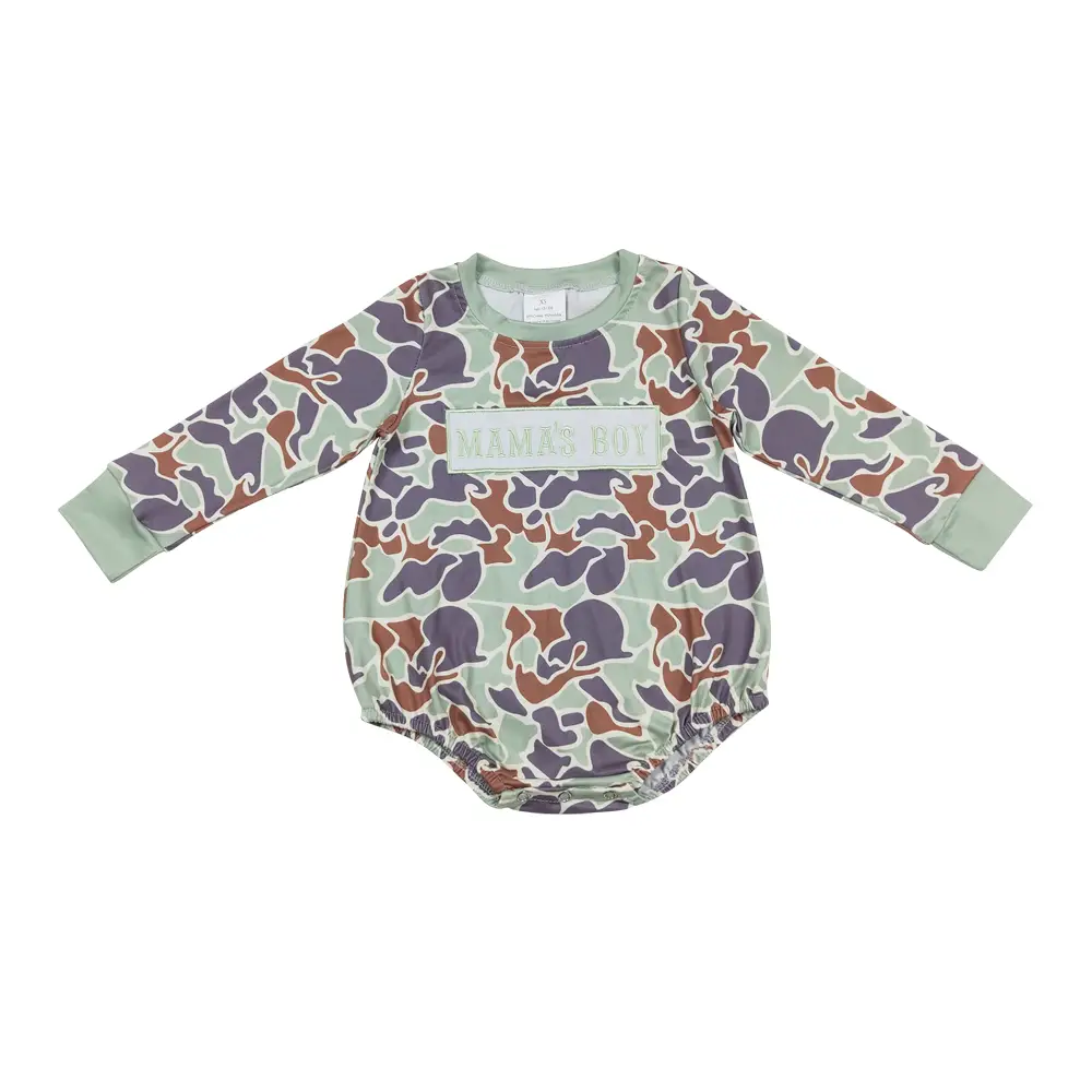 Adorable "Mama's Boy" Embroidered Camo Bubble – Soft Comfort Toddlers Clothing
