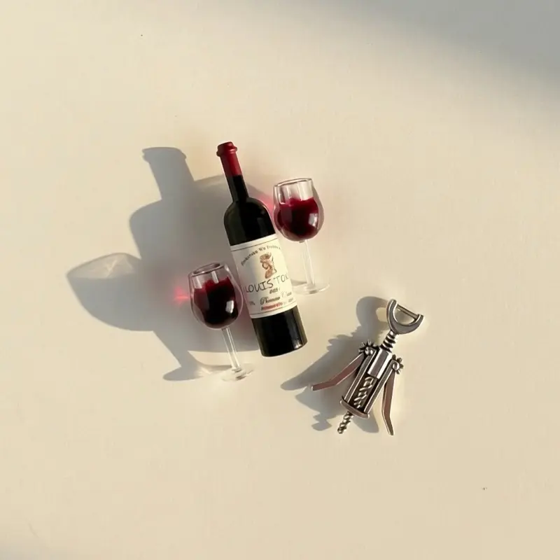 Miniature Wine Set, Miniature Wine Glasses & Bottle Set for Mini Bar Decor, Tabletop Display
