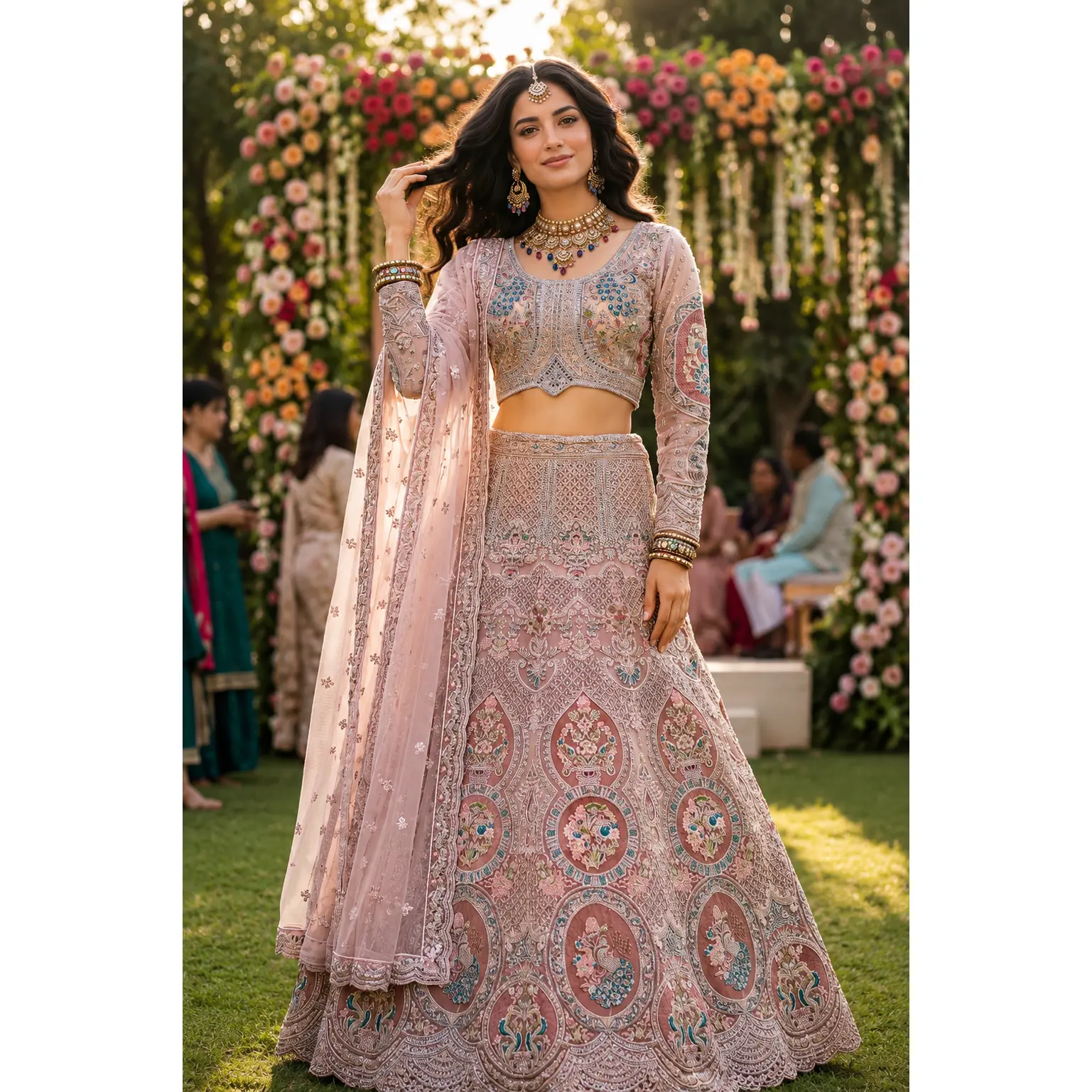 Blush Garden Luxe 3-Piece Lehenga Set
