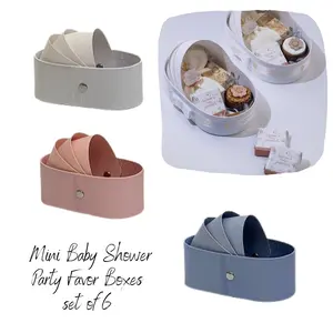 Set of 6 Mini Baby Shower Party Favor Decoration Boxes, Various Colors