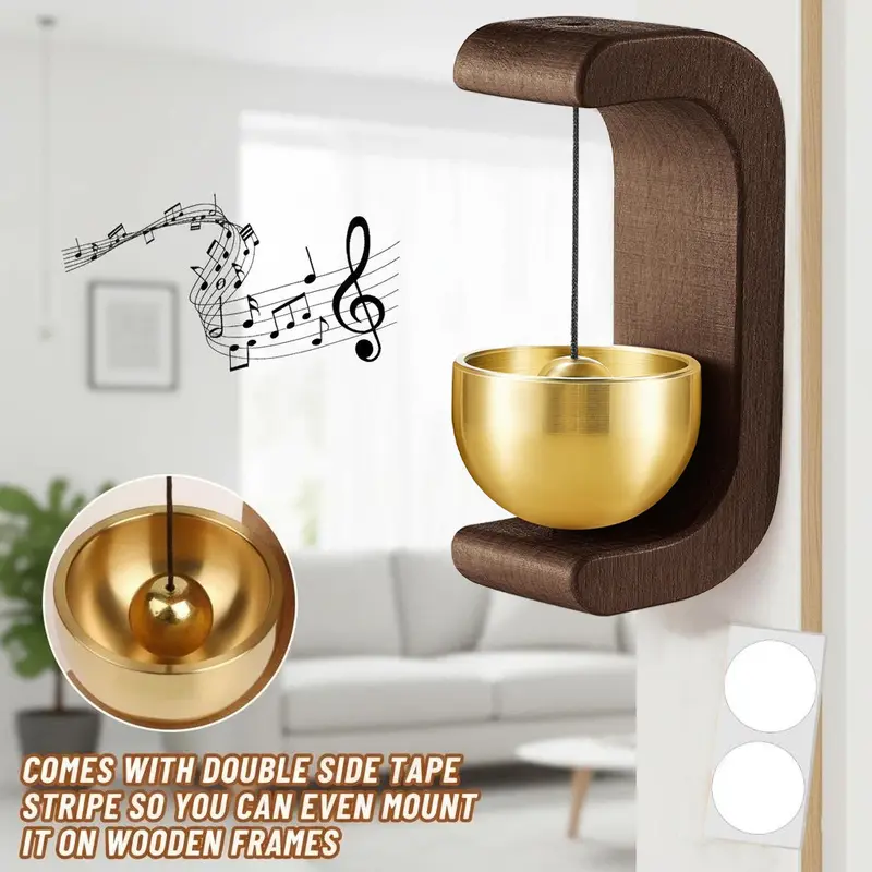 Magnetic Wind Chime Bell Solid Wood Suction Mount Vintage Style Wind Chime Entry Door Decor Home Wall Easy Install No Drill Hanging Ornament