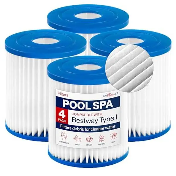 Type I Pool Filter Cartridge Replacement for Bestway 58093 for Above Ground Pools Spa Filter by LifeSupplyUSA, Swimming Pool, Pool Accessories