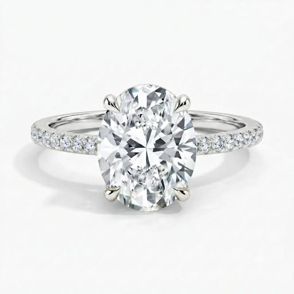 [EVA Jewelry] Oval Cut 3CT 925 Sterling Silver Synthetic Moissanite Ring