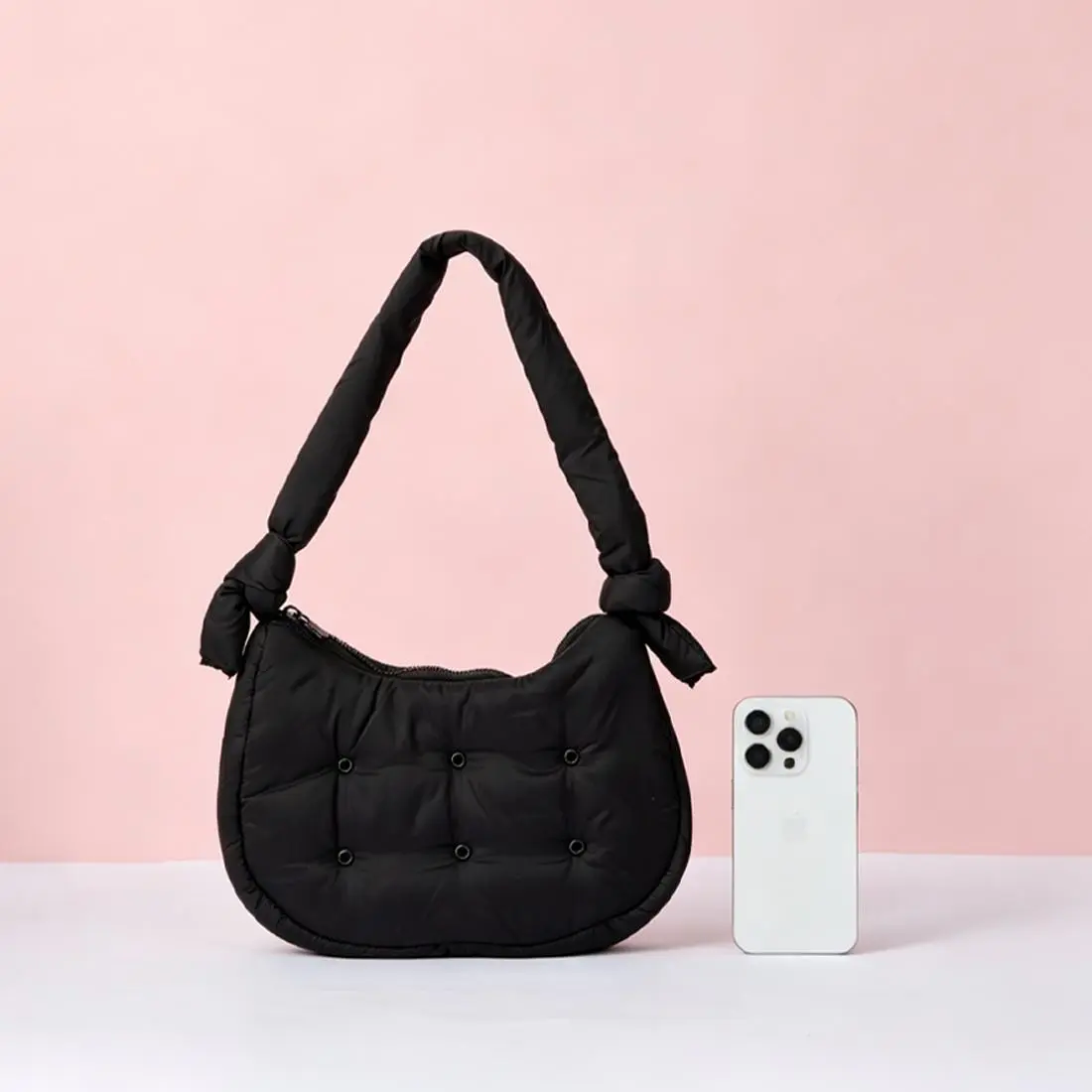MINISO Cloud Bag soft padded mini underarm purse, lightweight fluffy casual handbag for women for daily travel and dating