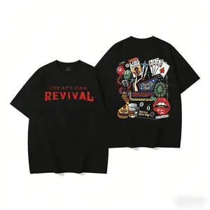 Vintage Rock Music Graphic Tee, Retro Western Metal Style Oversized Washed Cotton Shirt, Classic Casual Streetwear Top