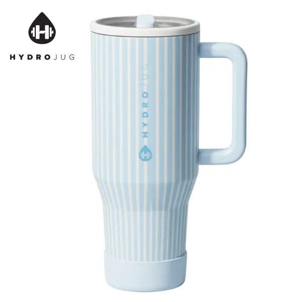 HydroJug Traveler 40 oz Leak-Proof Double-Wall Vacuum Insulated Stainless Steel Water Bottle, Portable Tumbler with Flip Straw & Handle, Cup Holder Fit Rubber Base, Spill-Free Lid, Reusable Gift for Women Men, Cape Cod