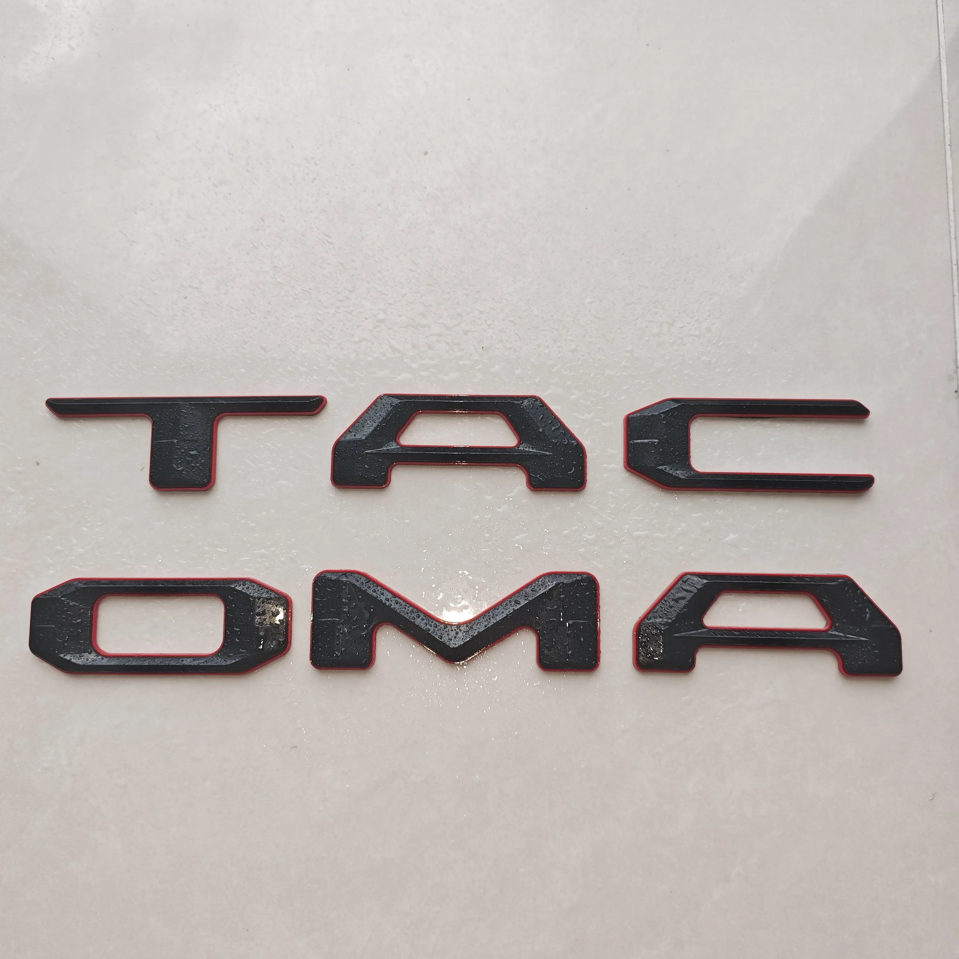 3D Tailgate Letters for Toyota Tacoma 2024-2026, TRD Style Matte Black/Red, No-Drill Peel & Stick Exterior Accessories, Cool Truck Gadgets