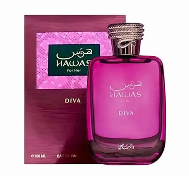 Rasasi Hawas Diva Women's Eau de Parfum Spray - Fruity, Floral, Amber, Musky Scent, Long-Lasting Fragrance, 3.38 oz/100 ml