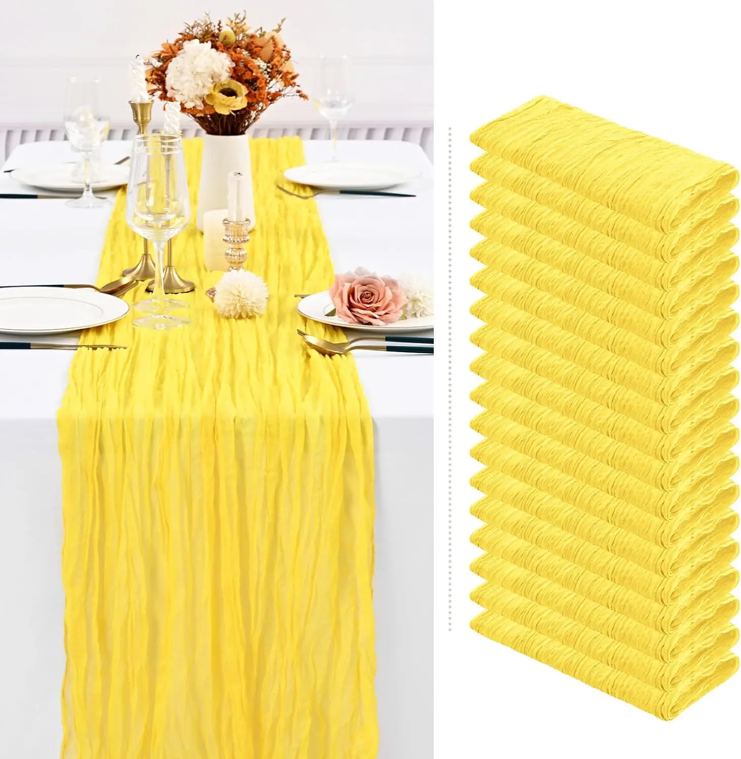 18 Pack Cheesecloth Table Runner 120 Inch Boho Gauze Table Runner for Wedding Reception Graduation Party Baby Shower Bridal Shower Table Decor Wedding Table Setup Summer Table Setup Mother’s Day Brunch Boho Wedding Decor Event Table Styling #SummerVibes f