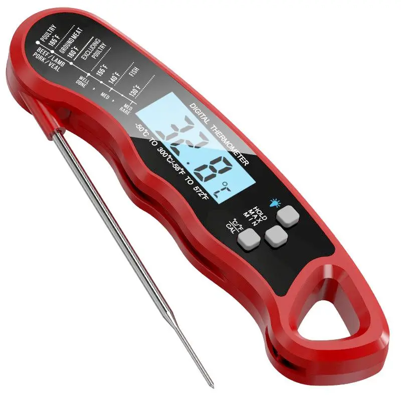 FAVIZITO FAVIZITO Digital Meat Thermometer, Food Temperature Thermometer, Foldable Probe Meat Thermometer with Backlight, Kitchen Cooking Thermometer for Frying, Barbecue, Roasted Turkey, Utensils, Kitchen Gadgets