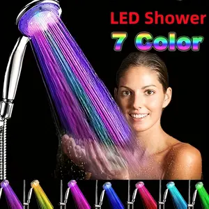 1pc LED Light Shower Head, Colorful Temperature Control Light Shower Head, Bathroom Accessories, For Bathroom Bathroom Accessories, Shower Head