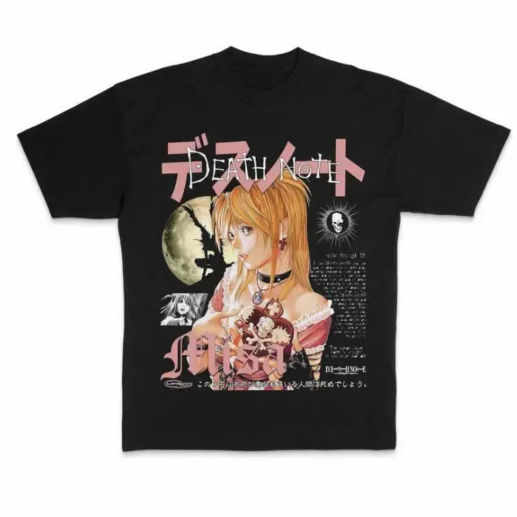 Unisex Retro Print Graphic Tee - Classic Soft Short-Sleeve Knit Stretch Round Neck Death Note Anime Merch Fashion Apparel, Vintage Graphic Shirts, Casual Sports Tops Clothes, Vintage Graphic Tees