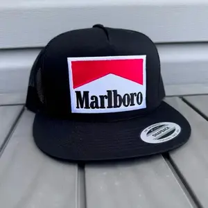 Vintage Marlboro White Snapback Hat With Flat Bill Quality Cap