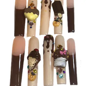 Nail Camino Coco Candy XXL Press on Nails with Nail Art for Ultimate Nail Care