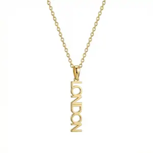 Vertical Name Necklace – Solid 925 Sterling Silver, Thick Real 18K Gold Plating – vertical name pendant necklace, personalized jewelry, custom jewelry, bridesmaid gift – Gift for Her, Mom & Best Friend, Mother's Day, Anniversary & Birthday
