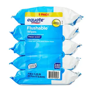 Equate Hypoallergenic Flushable Wet Wipes, Fresh Scent, 240 Wipes (5 Pack)