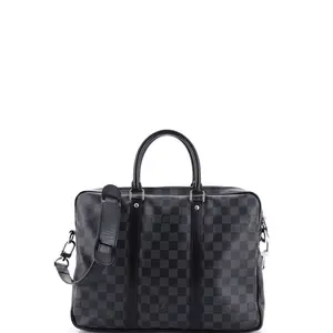 Pre-owned Louis Vuitton Canvas Coated Top Handle Bags Porte Documents Voyage Briefcase Damier Graphite PM by Rebag