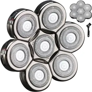 7 Blades Head Shaver Replacement Heads Electric Shaver Universal Replacement Blade Head Electric Razor for Men (7D Silvery)