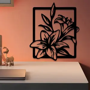 1pc Lily Flower Metal Wall Art, Lily Flower Statue Mural, Perfect for Living Room Wall, Bedroom Wall, Office Wall, Nature Decor, Modern Home Decoration, Ideal Gift for Housewarming, Powder-Coated Metal