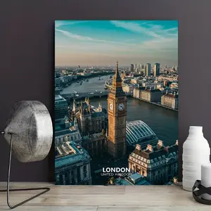 1 Piece/Set Frameless Canvas Painting Print Poster, Classic Realistic Travel Cityscape Art, London Skyline with Big Ben, Perfect Gift for Britain Lovers, Ideal for Bedroom, Study, Office, Living Room, Wall Decoration, Modern home decor