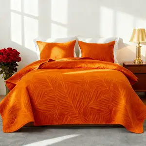 【Christmas gift】3pc Quilt Bedding Set Lightweight Microfiber Quilts for All Seasons Soft Bedspreads Coverlets with Leaf Pattern Queen/King Size,Comfy Bed Sets,Western Bedding