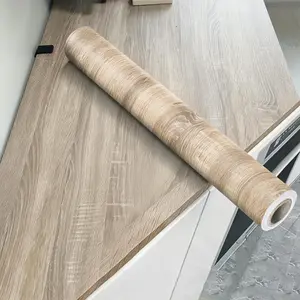 55cm Wide Wood Grain Vinyl Wallpaper for Home Decor, Waterproof Self Adhesive Stickers for Wardrobe Table Cupboard, Easy to Install Furniture Film