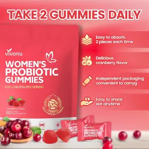 Women's Probiotic Gummies Cranberry Flavor 60 Count Feminine PH Balance Gummies for Healthy Odor Yeast Balance & Flora with Vitamin C for Immune Support