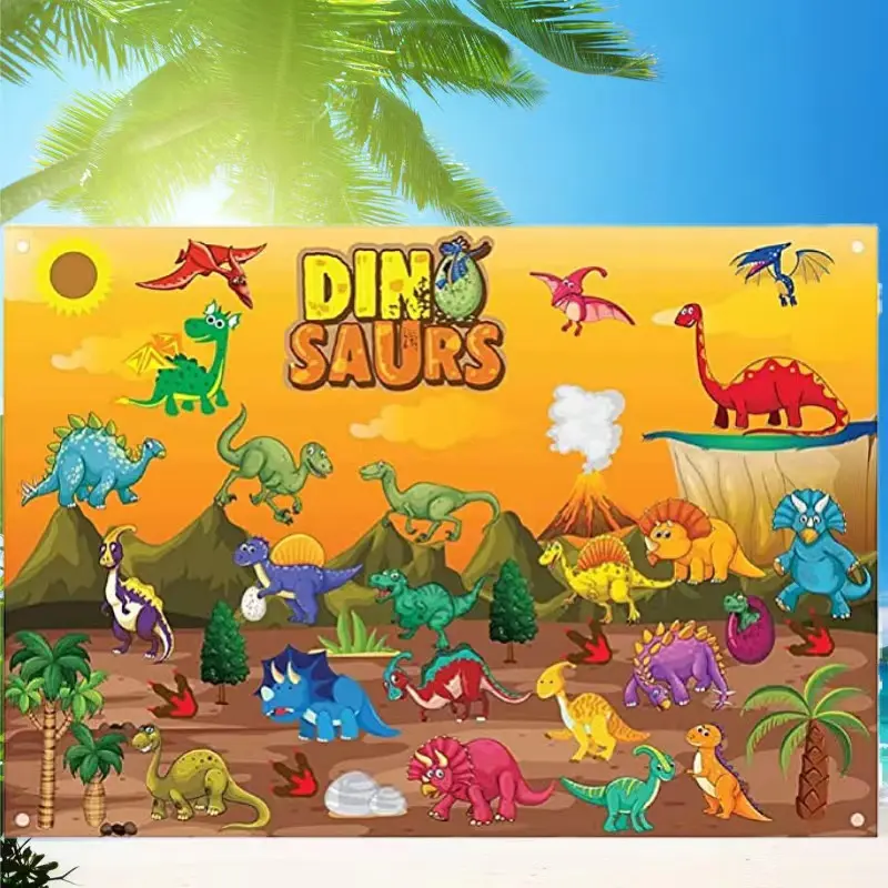 Dinosaur Felt Story Board for Kids, Interactive Flannel Board with Reusable Dinosaur Pieces, Educational Learning Wall Board for Home, Classroom, Office Decor & Homeschool Activities