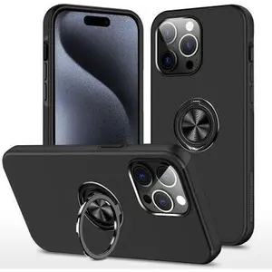 Entronix iPhone 15 Pro/14 Pro Case - 360º Circular Ring Holder, Cover Metal Wireless Dustproof