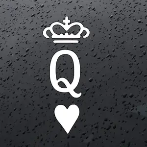 Queen of Hearts Decal/Sticker for Car Truck SUV Home Decor Cell Phone Laptop Tumbler Accessories Cards Game vinyl Waterproof Car Sticker Decal