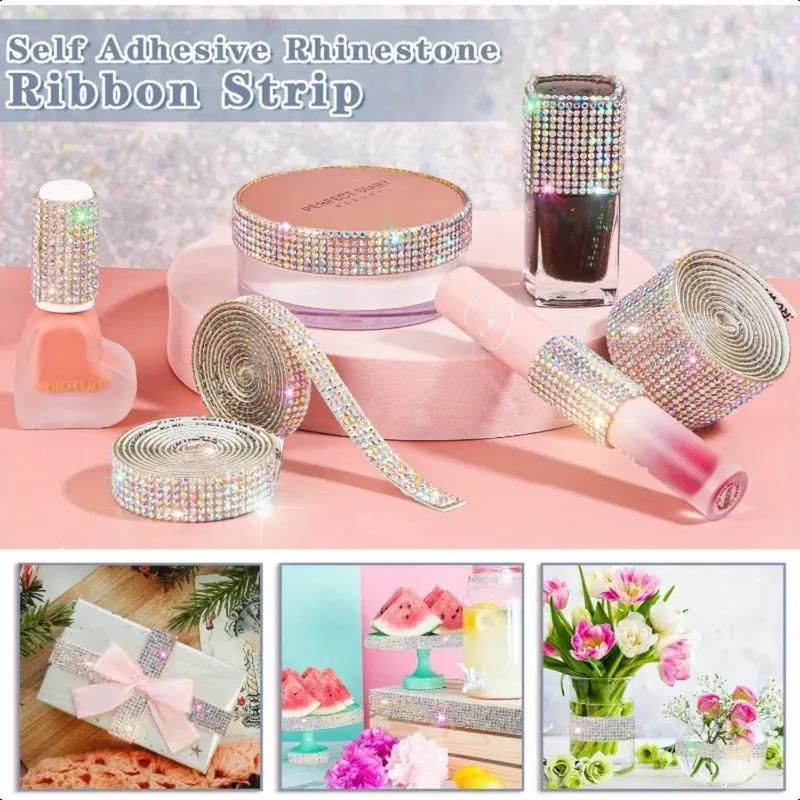 8 rolls of self-adhesive rhinestone tape - 8 Yards (1 Yard Per Roll), Suitable for Handicrafts, Weddings, Birthdays, Cars, Phones, Hat Decorations - Perfect for DIY, Multifunctional Decorative Gemstone Crafts Stickers and Tapes