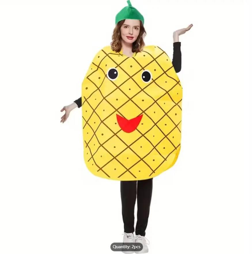 2pcs Pineapple Fruit Costume Outfit with Headpiece for Men Women Funny Dress up Food Cosplay Costumes Props for Themed Party Festival - Party Photography Props, Halloween, Christmas for Halloween,Christmas Event & Party Supplies Halloween&Christmas