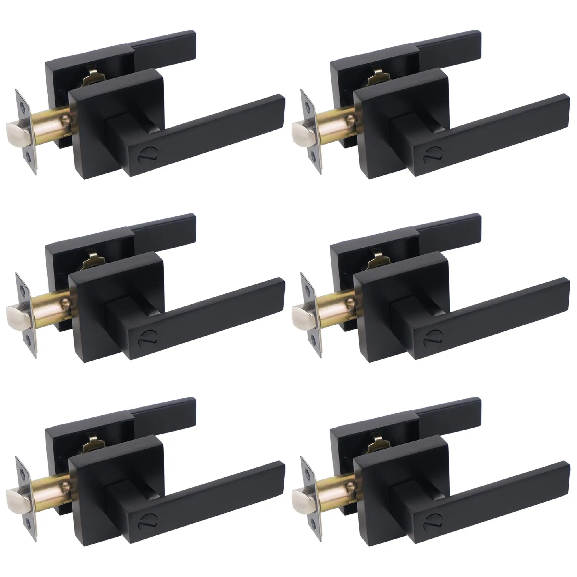 6pcs Matte Black Door Handle Heavy Duty Door Lever Privacy Door Lock Set Door Hardware, Left or Right Handing Door Handles, Interior Door Handle