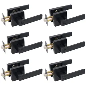 6pcs Matte Black Door Handle Heavy Duty Door Lever Privacy Door Lock Set Door Hardware, Left or Right Handing Door Handles, Interior Door Handle
