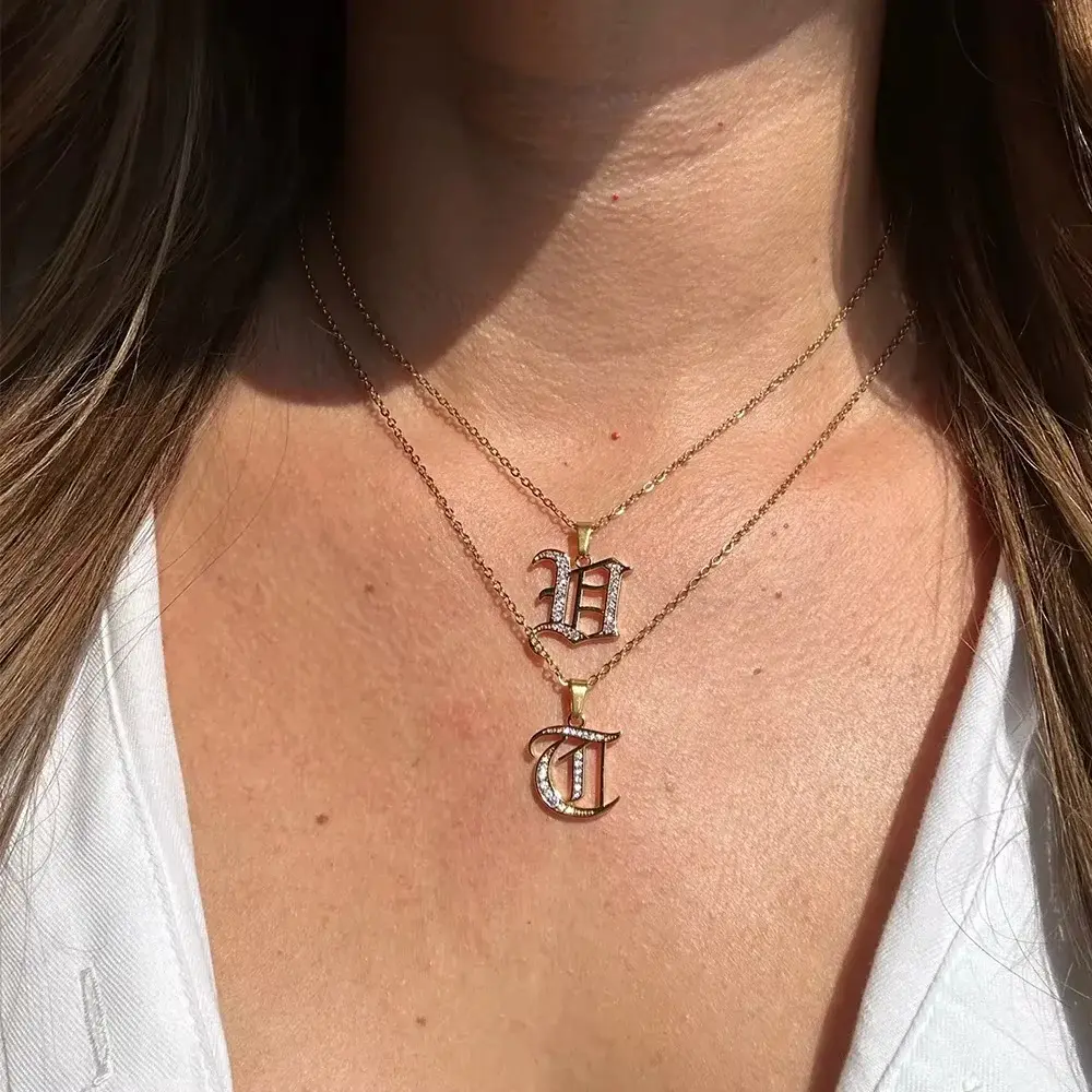 Women's Gothic Personalizable Initial A-Z Letter Necklace - Waterproof, Metal Coated Costume Jewelry, Ideal Meaningful Gifts for Women
