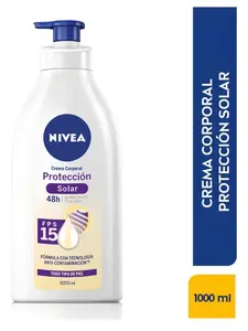 NIVEA Body Cream with 15FPS - 1000ml Moisturizing & UV Protection Lotion for Soft Smooth Skin - Non-Greasy Formula - 48h Hydration