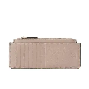 DANEAULT Long Pebbled Stacker Wallet for Women - Leather Multifunctional with 13 Card Slots, RFID Blocking, & Zipper Pocket - Elegant & Versatile - Ash