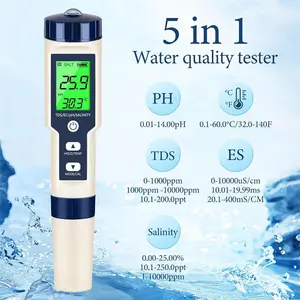 5-in-1 Digital Water Quality Tester PH TDS EC Salinity Temperature Meter